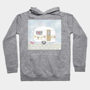 White Caravan with bunting Hoodie